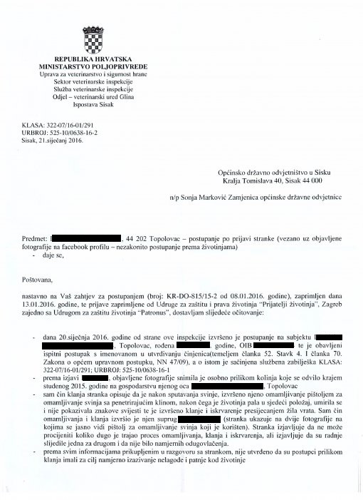 odgovor ministarstva poljoprivrede, kolinje