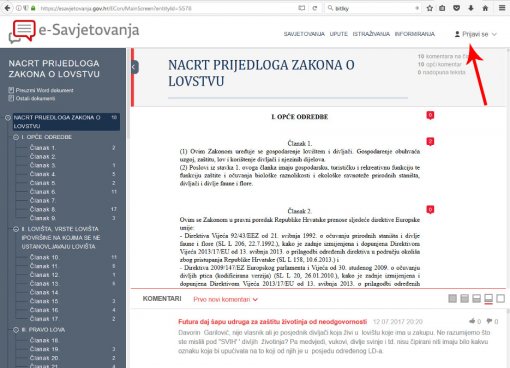 Zakon o lovstvu - javno savjetovanje [ 177.50 Kb ]