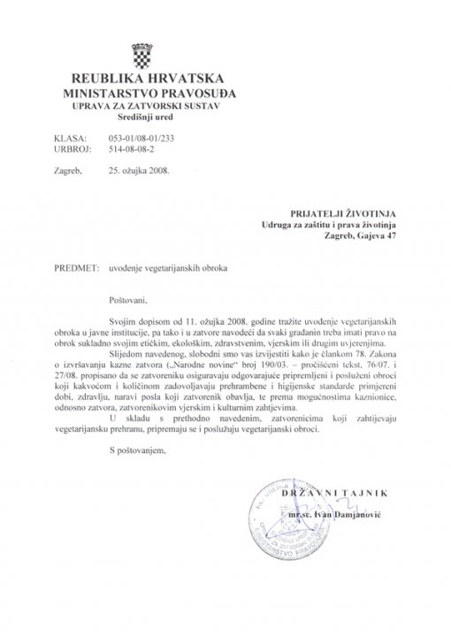 Odgovor Ministarstva pravosu�a [ 80.16 Kb ]