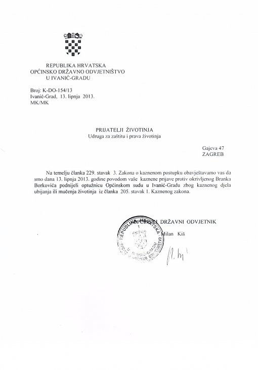 Obavijest Dr�avnog odvjetni�tva o podizanju optu�nice protiv Branka Borkovi�a [ 110.10 Kb ]